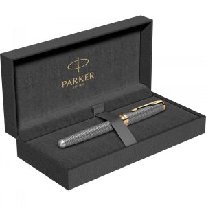 Stilou Parker Sonnet Royal Chiselled Silver GT, Argint 925, Peniță Aur 18K
