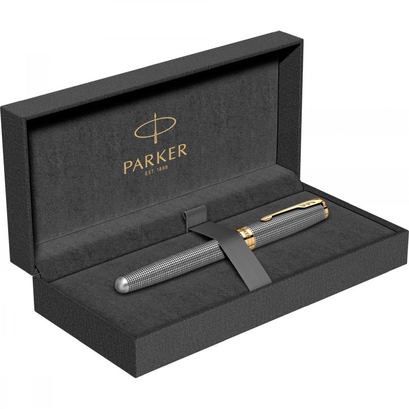 Stilou Parker Sonnet Royal Chiselled Silver GT, Argint 925, Peniță Aur 18K - imagine 2