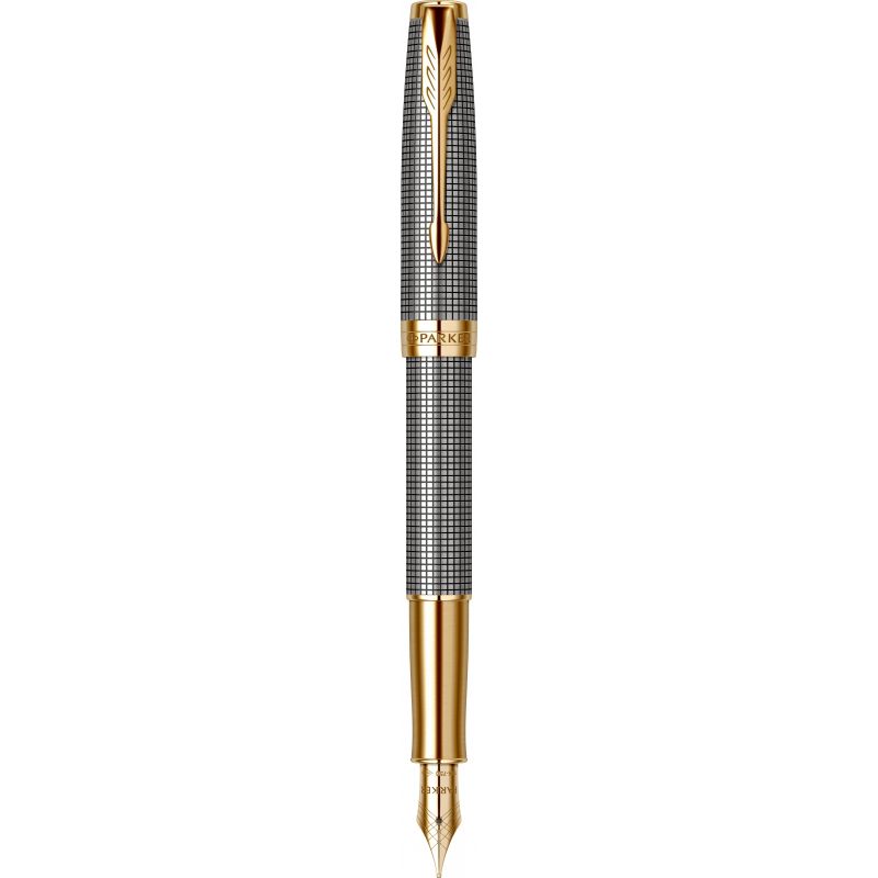Stilou Parker Sonnet Royal Chiselled Silver GT, Argint 925, Peniță Aur 18K